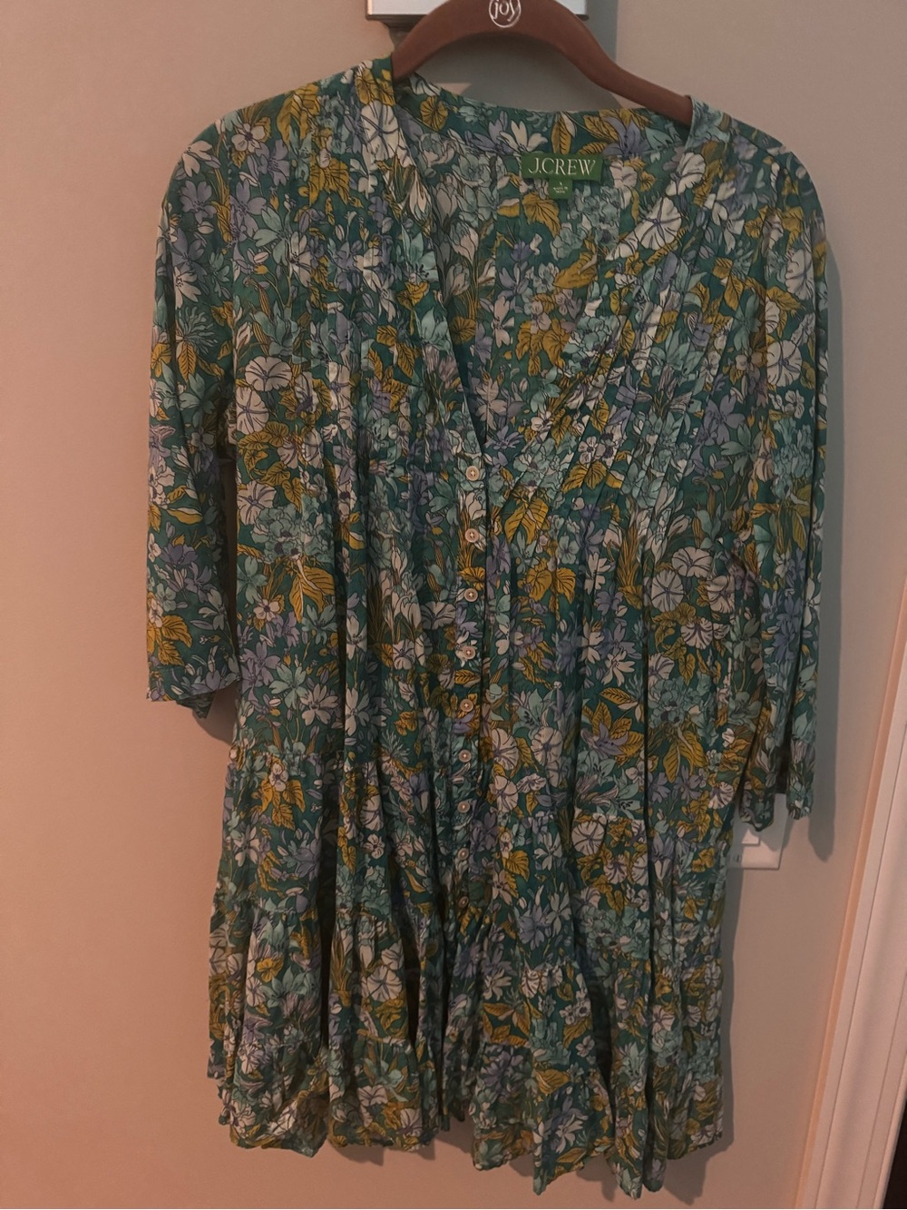 J. Crew Liberty Print Green Floral Button-Up Cover Up